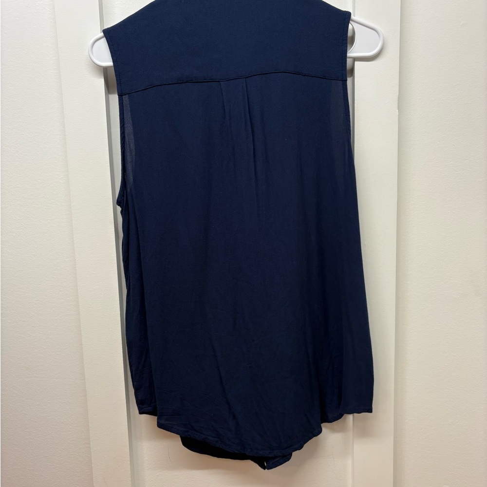 Ariat Navy Sleeveless Shirt with Red Floral Design - Picture 2 of 4
